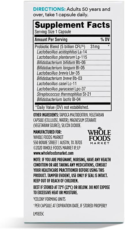 365 by Whole Foods Market, Adult 50+ Probiotic 5 Billion CFU, 30 ct