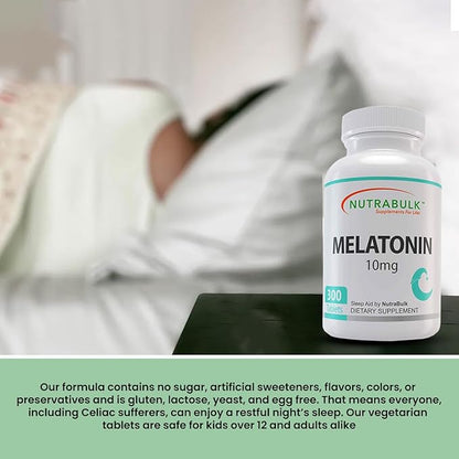 Melatonin 10 mg Tablets – Quick Release Natural Nighttime Sleep Aid for Adults. (300 Count)