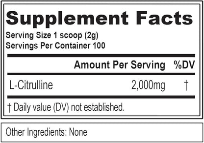 L-Citrulline2000 Nitric Oxide Pre Workout Powder - High Strength L Citrulline Powder for Enhanced Muscle Strength and Intense Pumps - Plant Based Nitric Oxide Booster - Unflavored