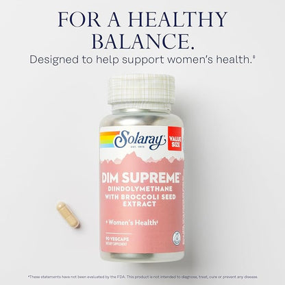 Solaray DIM Supreme 100mg | Menopause & Estrogen Metabolism Supplement with Broccoli Seed Extract | 90 VegCaps