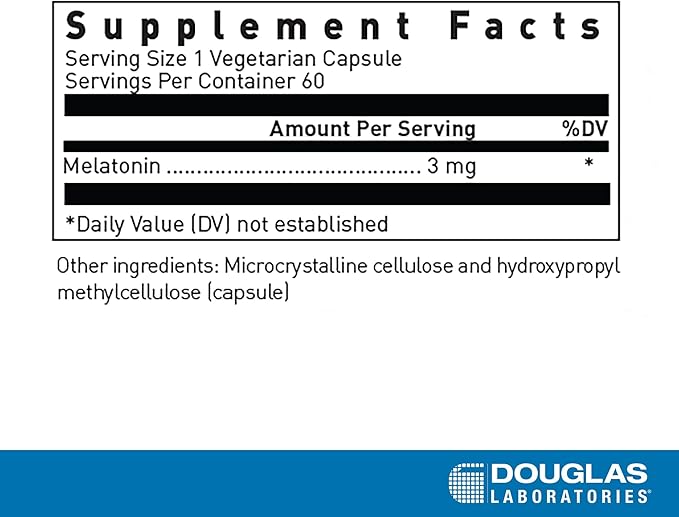 Douglas Laboratories Melatonin 3 mg | Supports Sleep/Wake Cycles | 60 Capsules