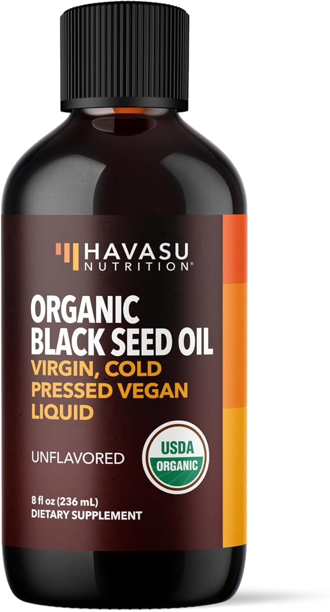 Organic Black Seed Oil Cold Pressed Liquid - Black Cumin Supplement for Immune System Function, Digestive Support, Hair Nourishment & Overall Health - 8 Fl Oz - Unflavored, Non-GMO, Vegan