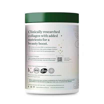 Great Lakes Wellness Beauty Boost Advanced Collagen Peptides Powder with Hyaluronic Acid, Biotin, Vitamin C - Skin Elasticity and Hydration - Raspberry Lemonade Flavor - Non-GMO, Keto, Kosher - 8 oz