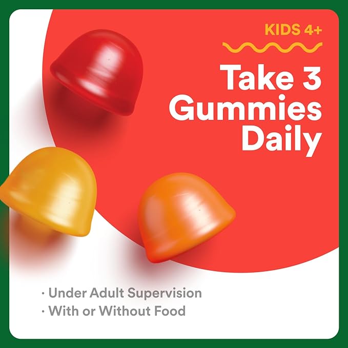 SmartyPants Kids Multivitamin & Fiber Gummies: Prebiotic Fiber to Support Kids Digestion with Vitamin D3, C, Vitamin B12, B6, A, Zinc, Biotin, Folate, Three Fruit Flavors, 120 Count (40 Day Supply)