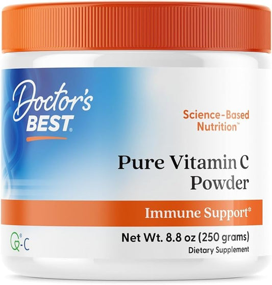 Doctor's Best Vitamin C Powder with Q-C, Healthy Immune System, Brain, Eyes, Heart and Circulation, Joints, Sourced from Scotland, 250G, 8.8 Ounce