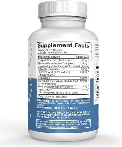 Advanced Memory Formula Extreme Brain Booster, Brain Supplement for Memory, Focus and Mental Performance, Memory Vitamins for Better Brain Health, Manufactured in The USA