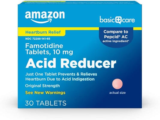Amazon Basic Care Acid Reducer Famotidine Tablets 10 Mg, 30 Count