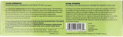 Prince Of Peace Red Panax Ginseng Extractum Ultra Strength, 0.34 fl. oz. Each – Brain Boosting Supplement – Red Panax Ginseng Shots – Support Energy, Mood, & Focus - 2 Pack - 20 Bottles