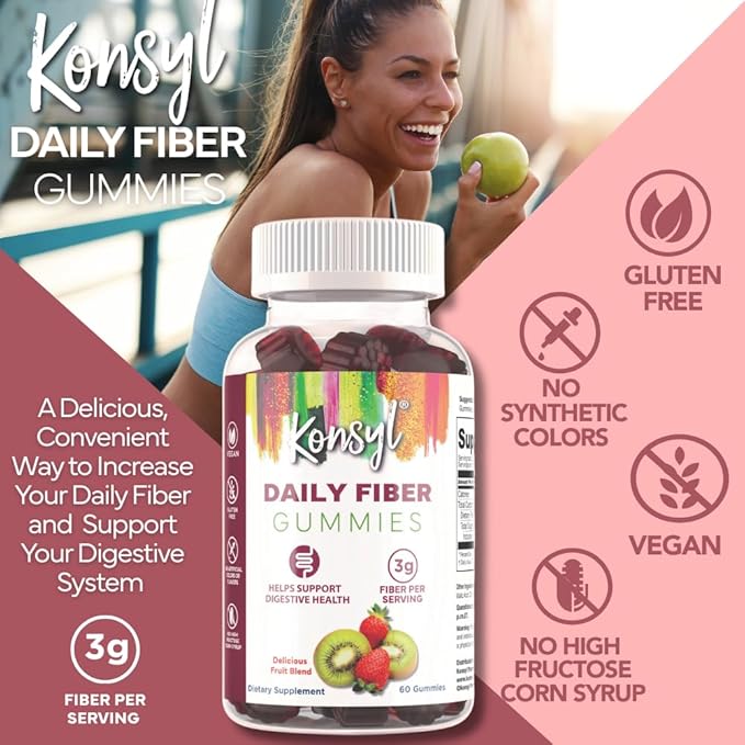 Konsyl Daily Fiber Gummies (60 Count, Strawberry-Kiwi)