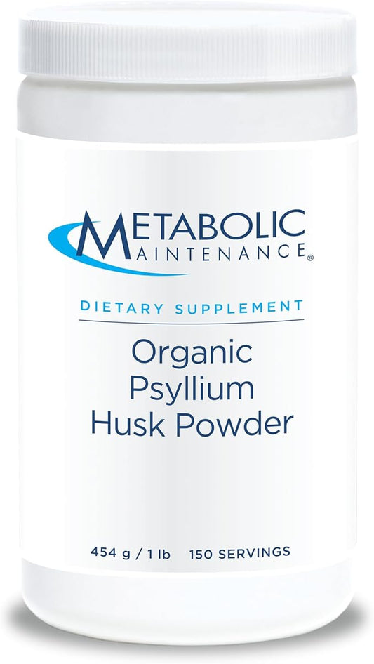 Metabolic Maintenance Organic Psyllium Husk Powder - Soluble Fiber Supplement - Digestion, Gut, Detox + Regularity Support, No Fillers (1 Pound, 150 Servings)