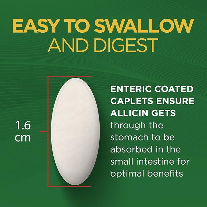 Garlique Garlic Extract Supplement, Healthy Blood Pressure Formula, 1800 mcg allicin, Odorless & Vegan, 60 Caplets