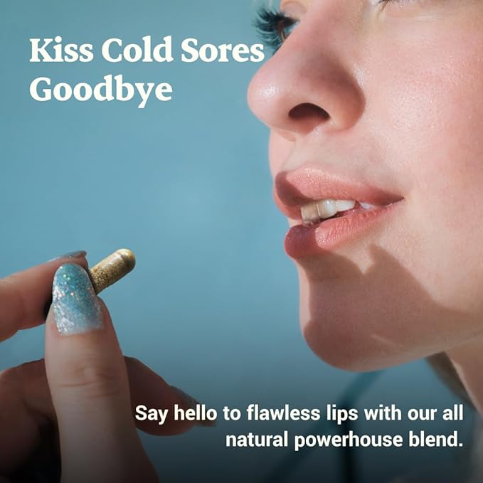 Cold Sore Treatment For Lips With Immune Support | L-Lysine 1000mg Capsules, Chaga, Bee Propolis, Vitamin C, Zinc & Licorice Root Extract | Non-GMO, Vegetarian, 60 Capsules for Men and Women