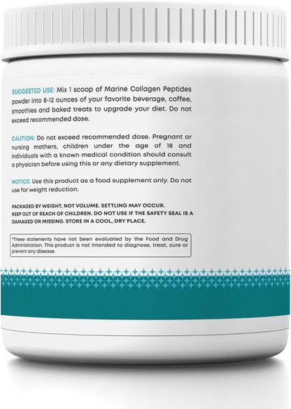 Ancient Bliss Wild-Caught Marine Fish Collagen Peptides Powder, Flavorless Collagen Protein Supplement with Type 1, Non-GMO, Gluten-Free, Amino Acid Supplement for Skin, Hair and Nails, 15.87 Oz