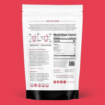 Strawberry Hibiscus Flavored Collagen | 30 Servings | Grass-Fed Hydrolyzed Bovine Collagen Powder for Men and Women | Promotes Hair, Nail, Skin, Bone, and Joint Health | No Added Sugar