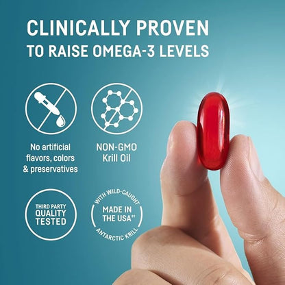 Kori Krill Oil Omega 3 Supplement, Antarctic Krill Oil with Superior Absorption vs Fish Oil, 1200mg Softgels, 30 Softgels, EPA & DHA