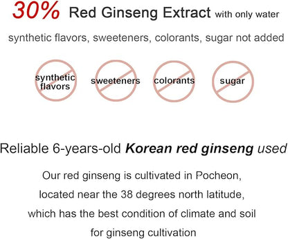 POCHEON KOREAN RED GINSENG Extract Stick, 30% Ginseng Extract, Single Serving Packs - 30 Sticks (10ml x 30), Natural Immune Support