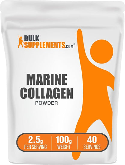 BulkSupplements.com Marine Collagen Powder - Collagen Supplement, Hydrolyzed Collagen Powder, Marine Collagen Peptides Powder - Fish Collagen Powder, 2500mg per Serving, 100g (3.5 oz)