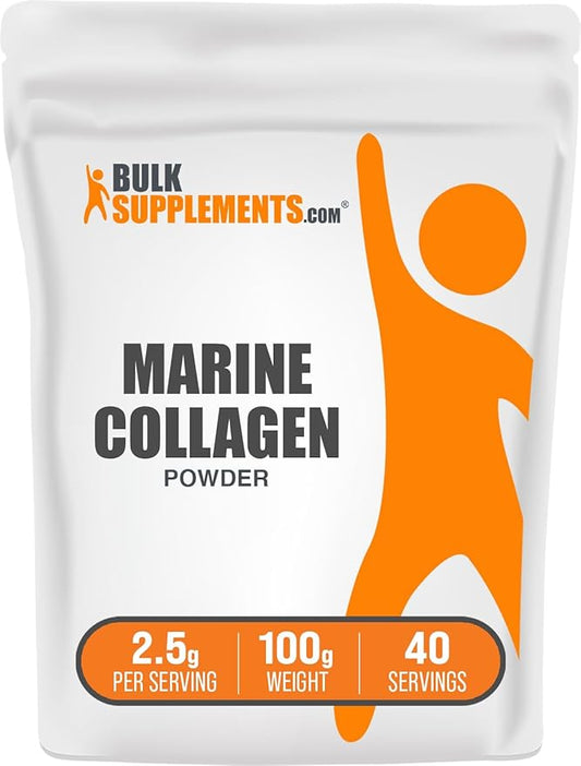 BulkSupplements.com Marine Collagen Powder - Collagen Supplement, Hydrolyzed Collagen Powder, Marine Collagen Peptides Powder - Fish Collagen Powder, 2500mg per Serving, 100g (3.5 oz)