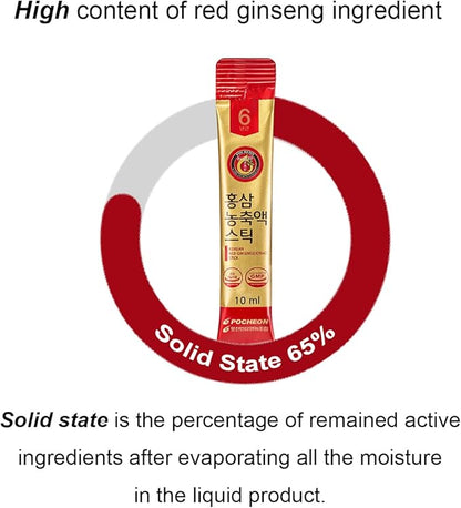 POCHEON KOREAN RED GINSENG Extract Stick, 30% Ginseng Extract, Single Serving Packs - 30 Sticks (10ml x 30), Natural Immune Support
