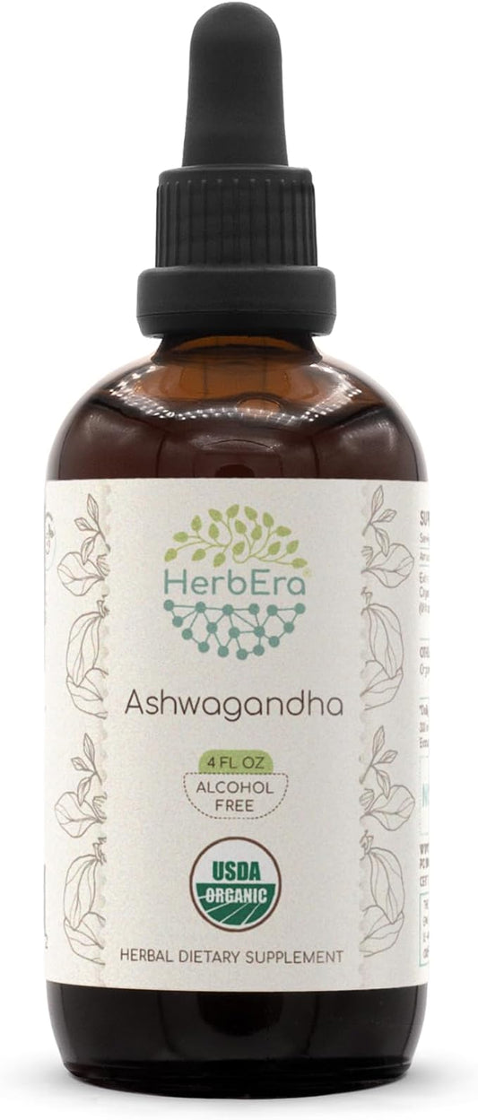 Ashwagandha B120 Alcohol-Free Herbal Extract Tincture, Super-Concentrated USDA Organic (Shui Qie, Indian Ginseng, Withania Somnifera) 4 fl oz