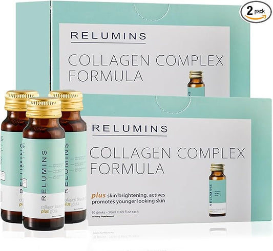 Relumins Advance Rejuvenating Collagen Beauty Drink with Glutathione, Hyaluronic, CoQ10, EGCG, Resveratrol & More - Naturally Fights Signs of Aging - Apple Flavor, Ten 50mL Drinks x 2 Packs