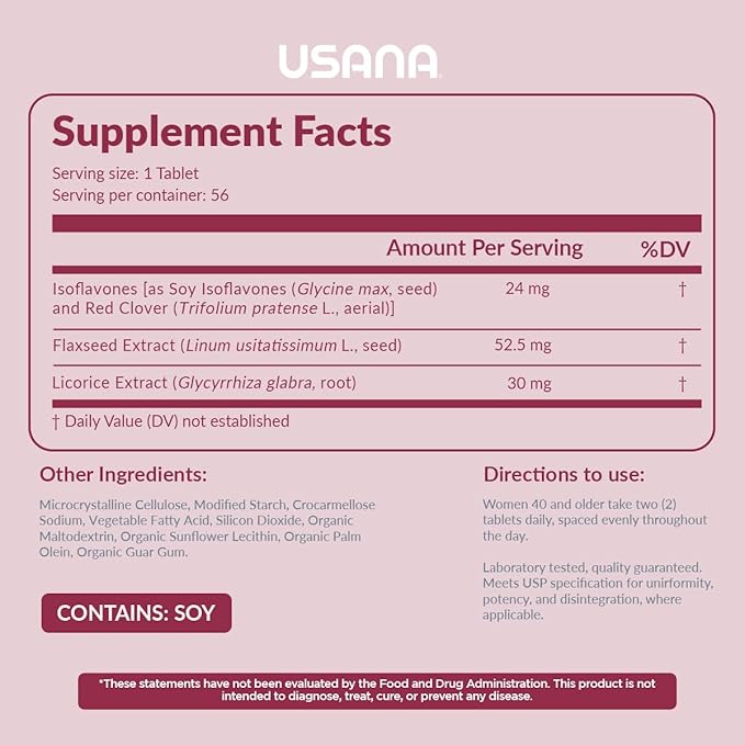 USANA EstroPro with Phytoestrogens for Symptomatic Support During Menopause* - 56 Tablets - 28 Day Supply