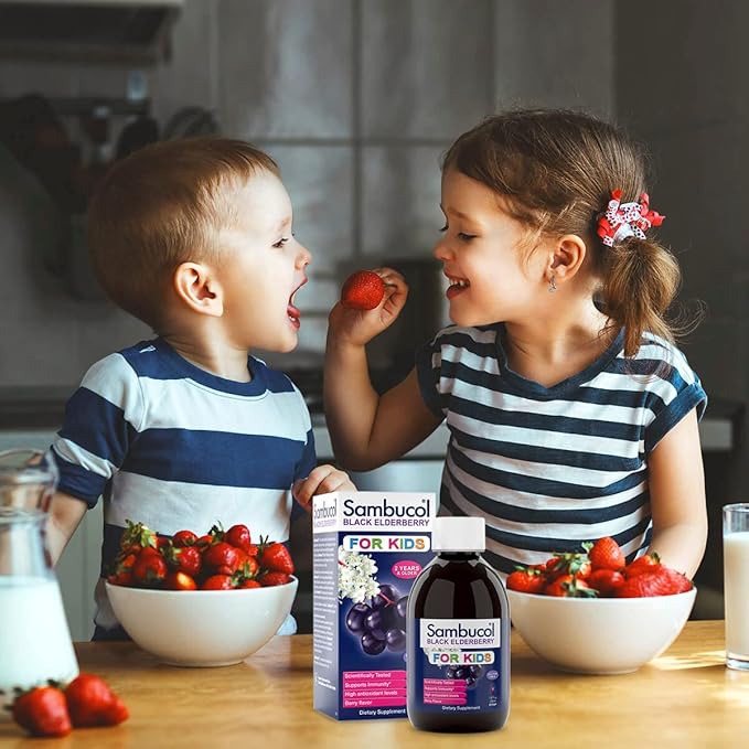 Sambucol Black Elderberry Syrup and Gummies for Kids - Elderberry Syrup Kids, Kids Elderberry Gummies, Black Elderberry Syrup for Kids, Sambucus Kids - 7.8 Fl Oz, 30 Gummies Bundle