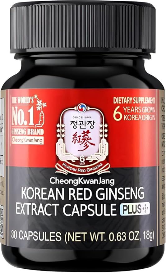 Korean Red Ginseng Extract Capsule, Vegan Friendly (30 Capsules)