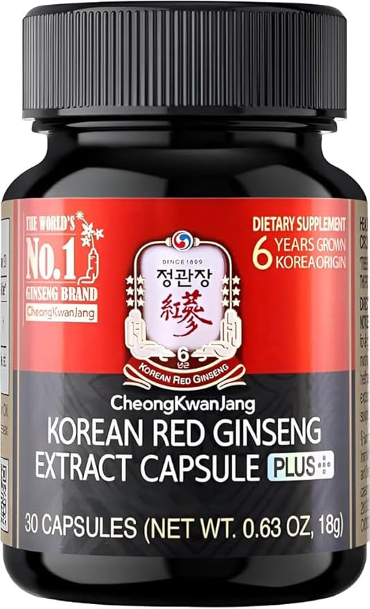 Korean Red Ginseng Extract Capsule, Vegan Friendly (30 Capsules)