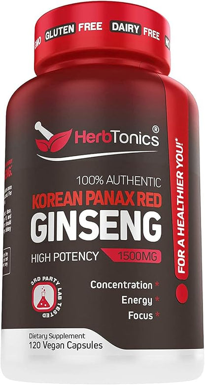 Herbtonics Korean Panax Red Ginseng and Strengthtonic Testosterone Booster for Men Bundle