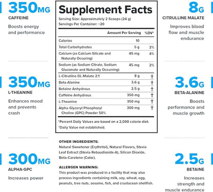 LEGION Pulse Pre Workout Supplement - All Natural Nitric Oxide Preworkout Drink to Boost Energy, Creatine Free, Naturally Sweetened, Beta Alanine, Citrulline, Alpha GPC (Sour Mango)
