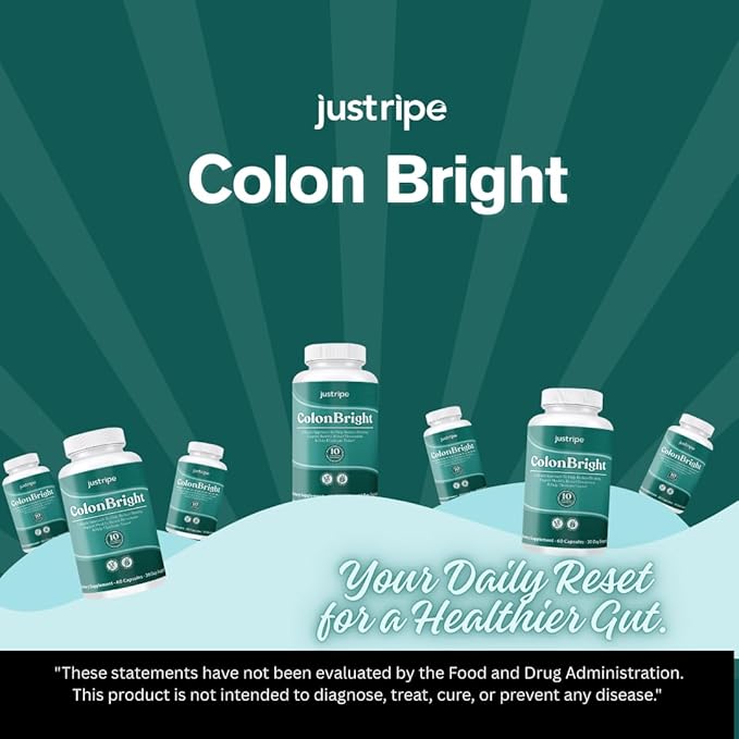ColonBright Psyllium Husk Powder Colon Cleanser - Colon Cleanse for Constipation Relief, Bloating Relief & Gut Health, Vegan, Gluten Free Fiber Supplement - Healthy Digestive Function 30 Servings (1)