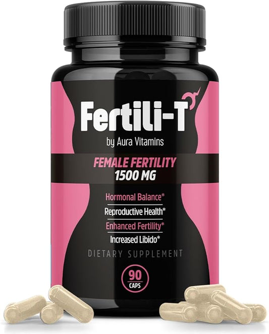 Fertili-t Female (90 Caps) Natural Fertility Support, Hormonal Balance & Prenatal Vitamins for Women, Conception Support, Natural Fertility Supplement with Aguaje & Red Maca (30-Day Supply) (1)