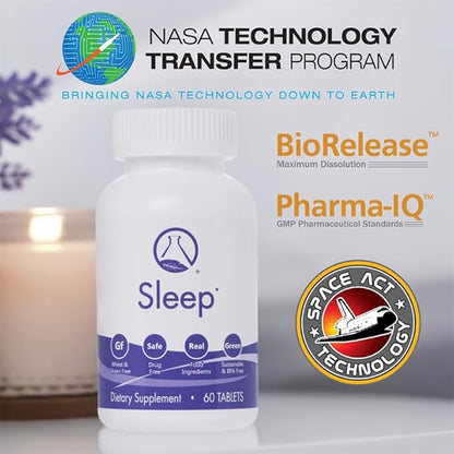 Sleep - 60 Ct | Relax and Fall Asleep Naturally, Wake up Refreshed | NASA Codeveloped Sleep Aid with Valerian Root, Passionflower, Magnesium, Melatonin, Soothing Herbs for Overnight Recovery