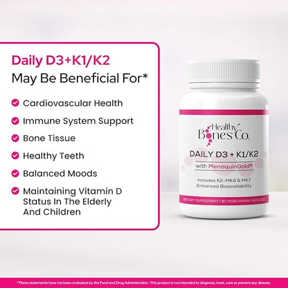 Premium D3/K2 - Full Spectrum Vitamin K2 MK7 + MK4 + D3 2000iu + K1, Daily D3 + K1/K2 Supplement, Highly Bioavailable VIT D Supplements and Vitamins for Strong Bones & Immune Support - 3 Pack