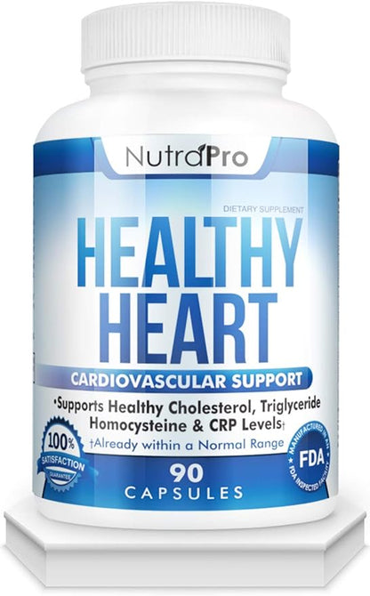 NutraPro Healthy Heart - Heart Health Supplements. Artery Cleanse & Protect. Supports Healthy Cholesterol and Triglyceride. GMP Certified