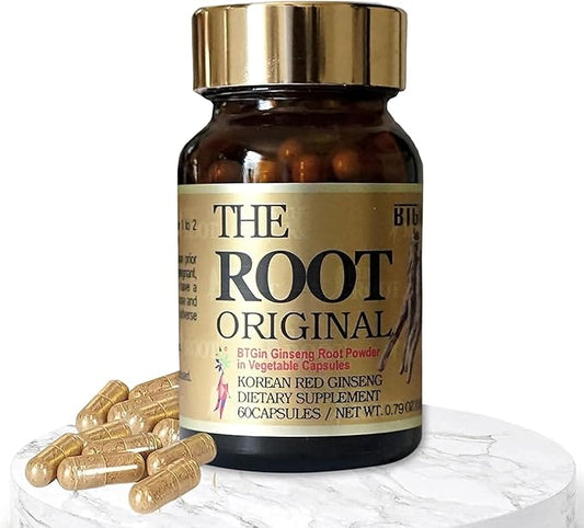 Korean Red Ginseng Capsules, Natural Energy Supplements The Root Original Enriched with Pure Ginsenosides Rg3 Premium Ginseng Supplement