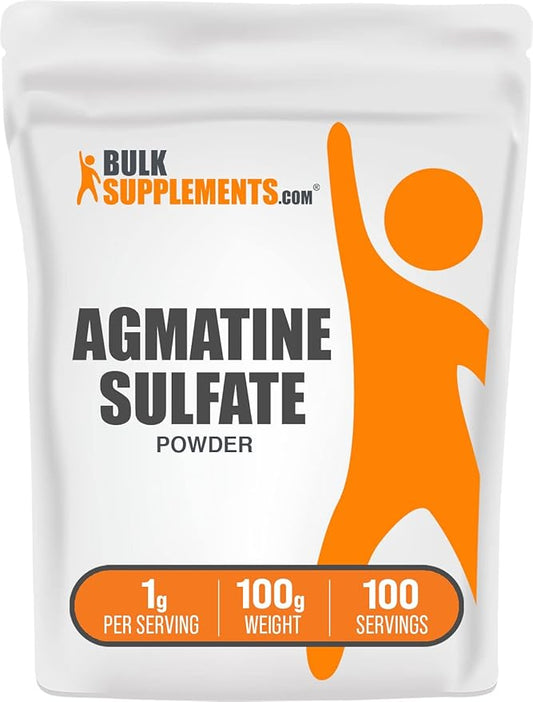 BulkSupplements.com Agmatine Sulfate Powder - Nitric Oxide Supplement - Unflavored & Gluten Free, 1g per Serving, 100g (3.5 oz) (Pack of 1)
