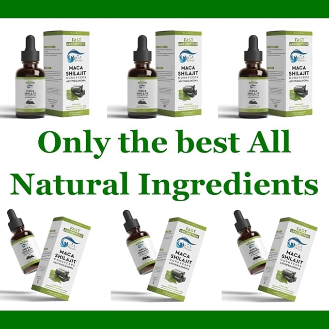 Maca, Shilajit, Cordyceps, Ashwagandha Liquid Drops | All Natural Ingredients | Promotes Relaxation,Supports Sleep and Cognitive Function | 1 Fl Oz