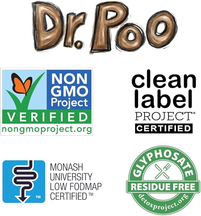Dr. Poo All-Natural Prebiotic Fiber Supplement | Fiber for the Whole Family | Gentle and Simple Ingredients to Improve Gut Health | Gluten Free, Vegan,Tasteless, Non-GMO, Low-FODMAP (30 Servings)