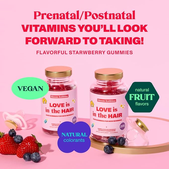 Hair Gummy Prenatal Vitamins for Women Pregnancy with Vitamin B6 - Pre Natal Multivitamin for Women & Folic Acid - 60 Prenatal Hair Gummies with Folic Acid (1Pack)