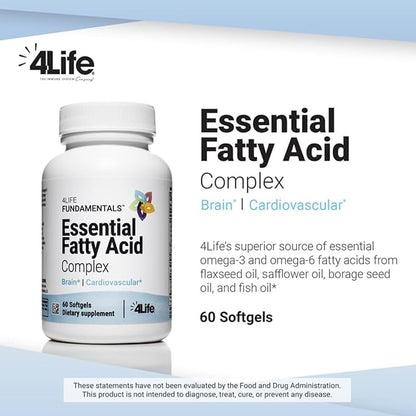 4Life Essential Fatty Acid Complex - Fish Oil Blend Features Omega-3 and Omega-6, Includes GLA and CLA - Circulation Support - 60 Softgels