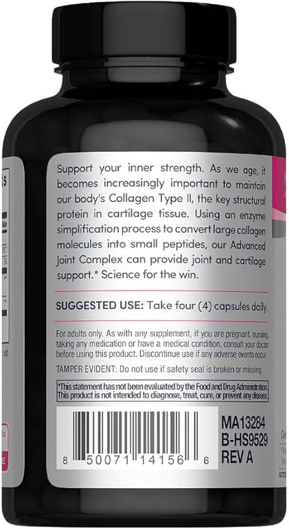 NeoCell Advanced Joint Collagen Complex Supplement | 120 Capsules | Type II and Hyaluronic Acid | for Men and Women