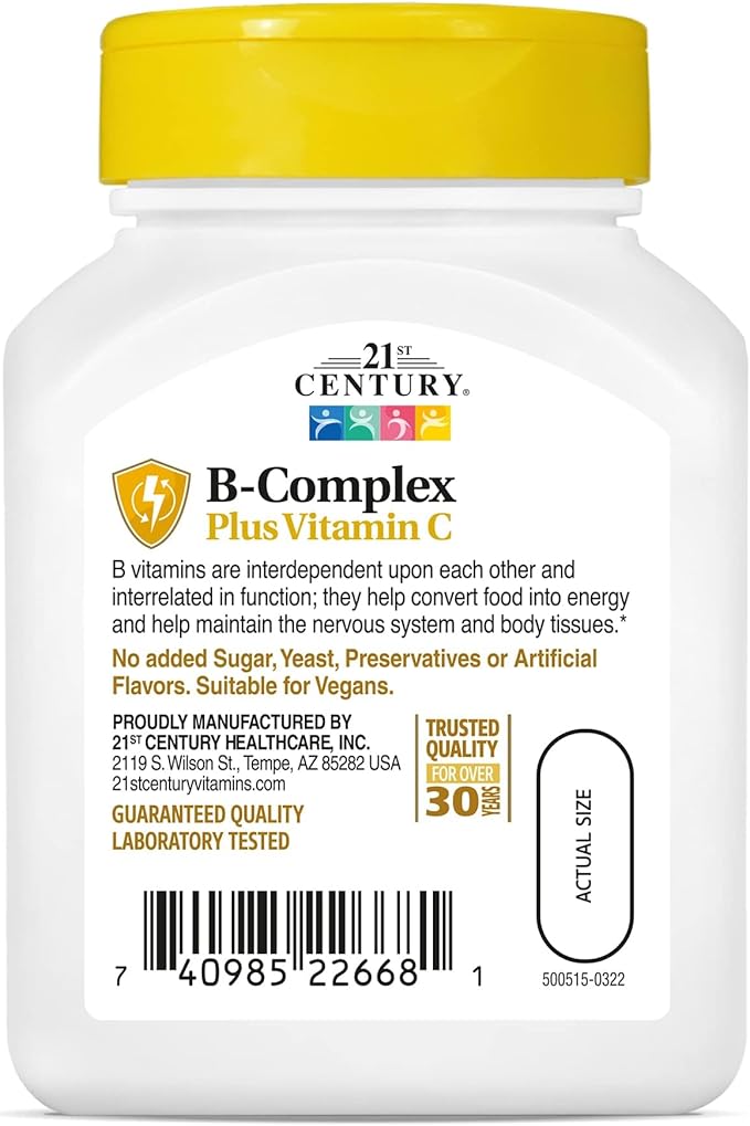 21st Century Healthcare, B Complex Plus Vitamin C, Tablets 100 Count (Pack of 1)