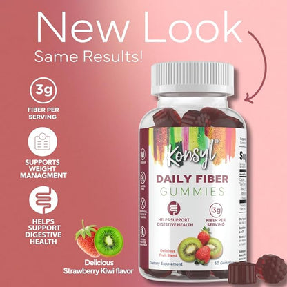 Konsyl Daily Fiber Gummies (60 Count, Strawberry-Kiwi)