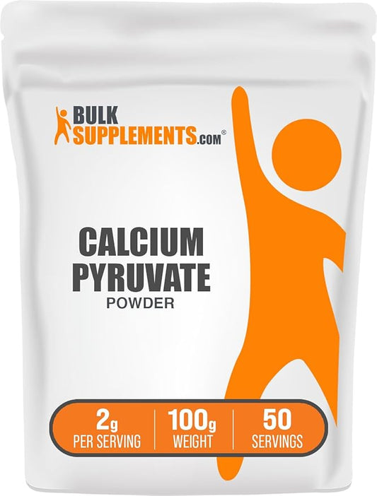 BulkSupplements.com Calcium Pyruvate Powder - Calcium Powder Supplement - Vegan & Gluten Free, 2g per Serving, 100g (3.5 oz) (Pack of 1)