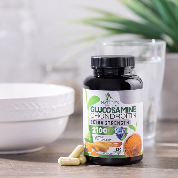 Glucosamine Chondroitin MSM 2100mg Complex - Joint Support Supplement for Joint Mobility & Comfort For Men and Women with Turmeric & Boswellia, Triple Strength Glucosamine Supplements - 120 Capsules
