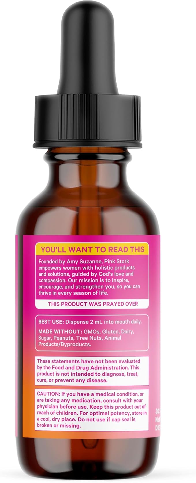 Pink Stork Hormone Balance Support Liquid - Hormonal Health, PMS and Period Relief, Menopause + Mood Support, Herbal Supplement for Women with Red Raspberry Leaf & Wild Yam - Vegan, 2 oz, 30 Servings