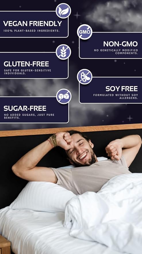 CogniTune Natural Sleep Supplement - Non Habit Forming Sleeping Pills, Non Drowsy Herbal Sleep Aid Formula w/Melatonin, Valerian Root, Lemon Balm, Chamomile, GABA, L-Theanine, Magnesium, Amino Acids