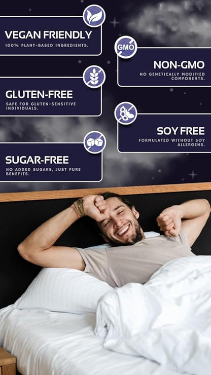 CogniTune Natural Sleep Supplement - Non Habit Forming Sleeping Pills, Non Drowsy Herbal Sleep Aid Formula w/Melatonin, Valerian Root, Lemon Balm, Chamomile, GABA, L-Theanine, Magnesium, Amino Acids